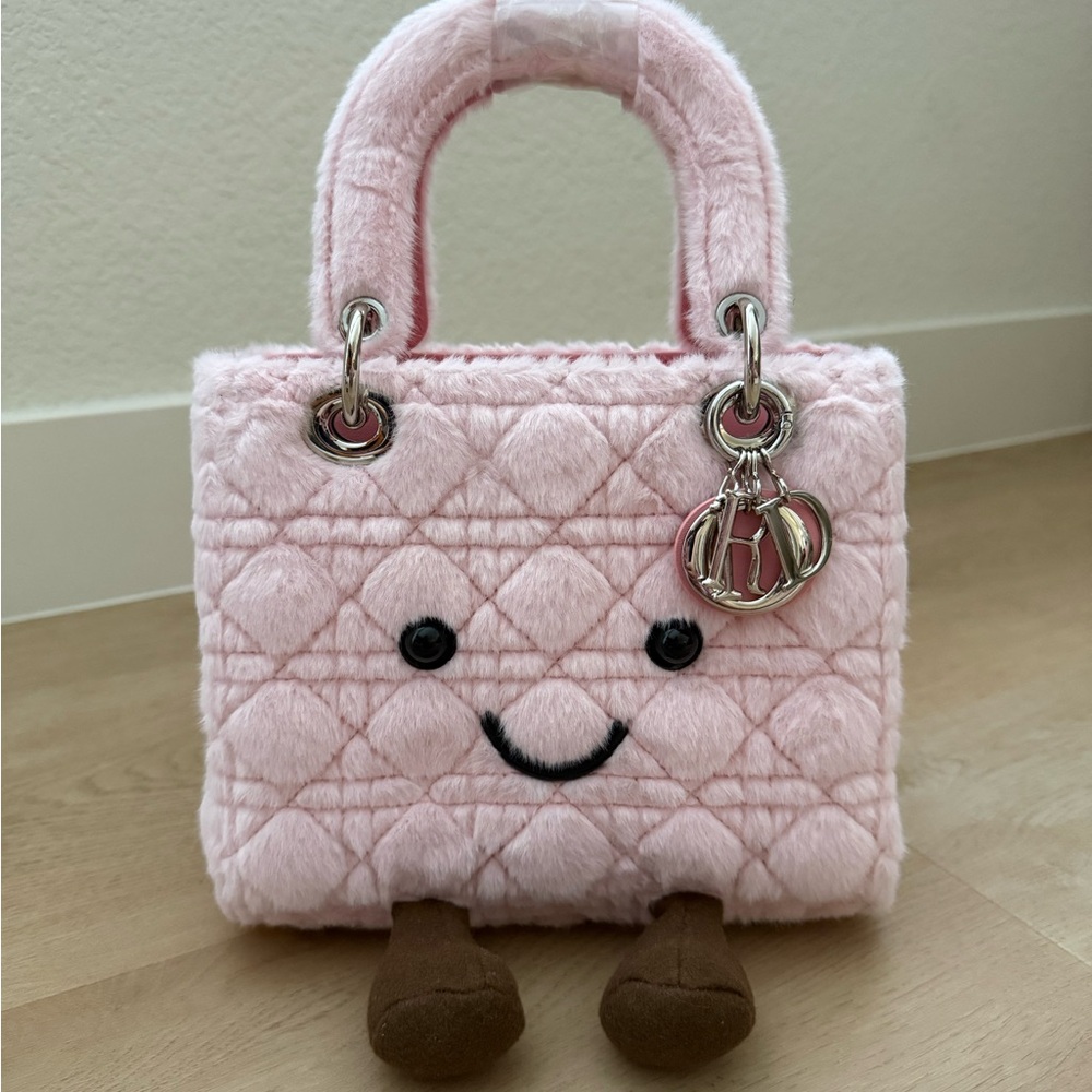 Designer jellycat inspired fur pink bag